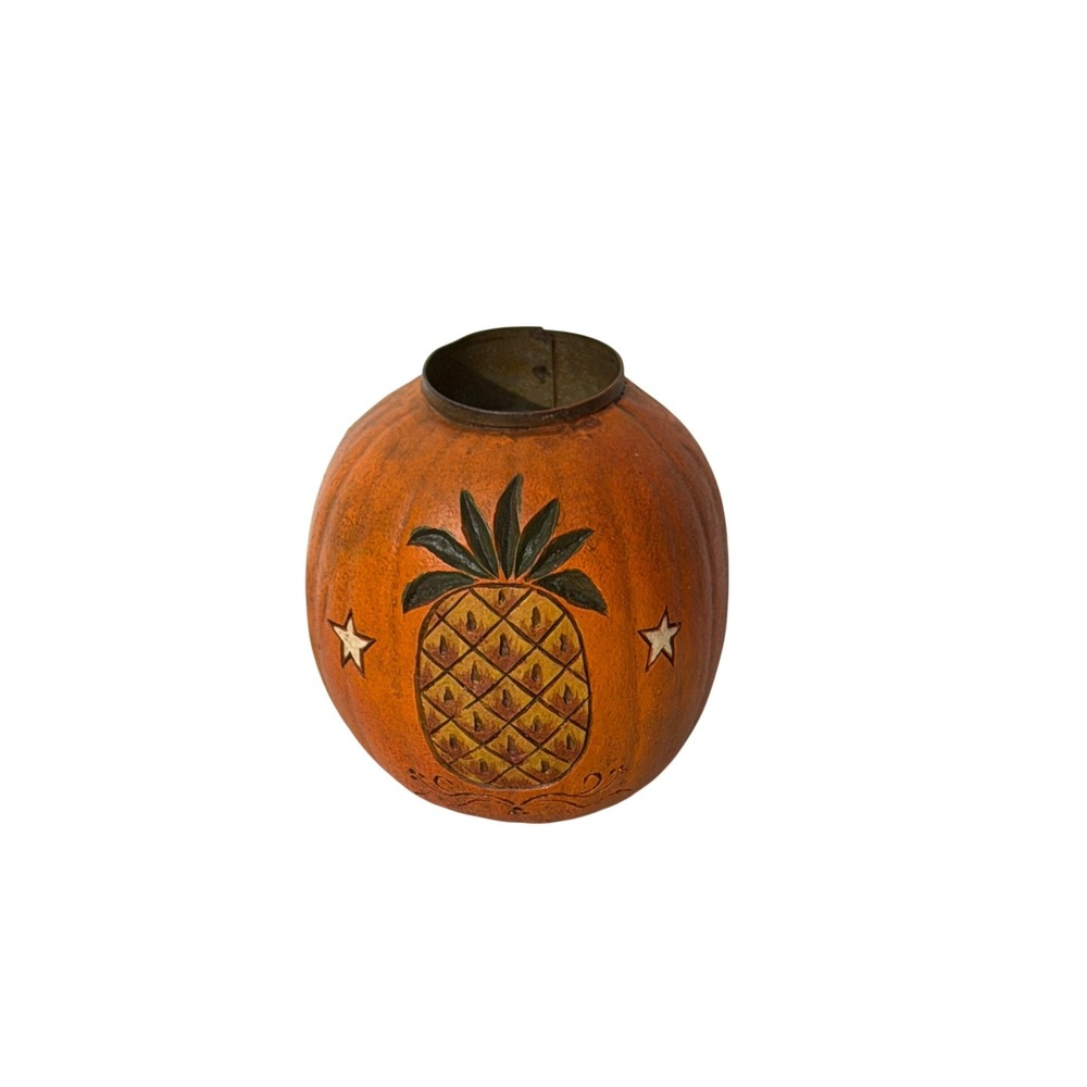 Unbranded Pumpkin Candle Holder OS Orange Pineapple Star Primitive Rustic Decor